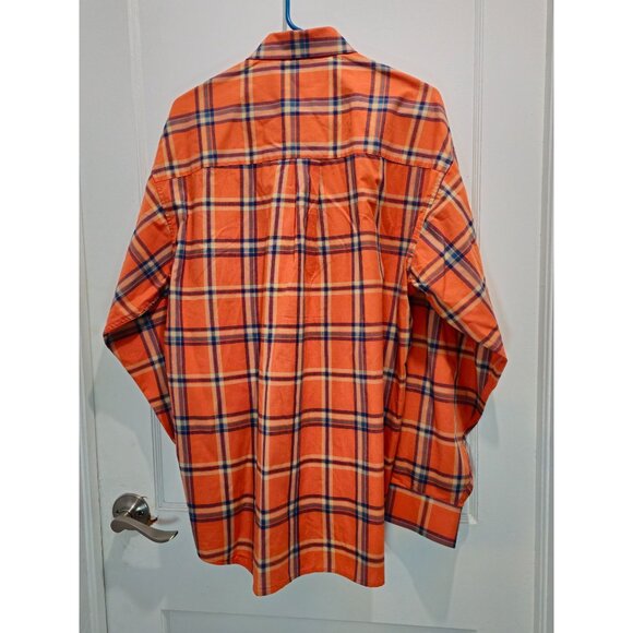 Haggar Forever New Mens L/G Orange Plaid Button-Up Shirt  Fade-Resistant Wrinkle - Picture 10 of 13